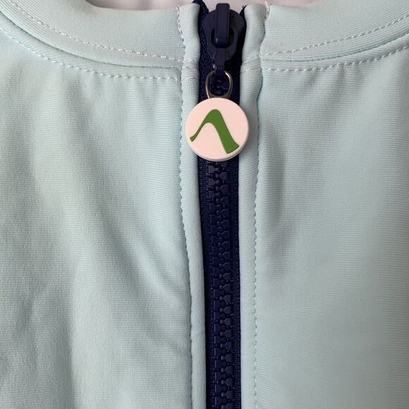 NEXT Swimsuit One Piece Zip Up Light Blue and Floral Design Women’s Size XL - Picture 3 of 12